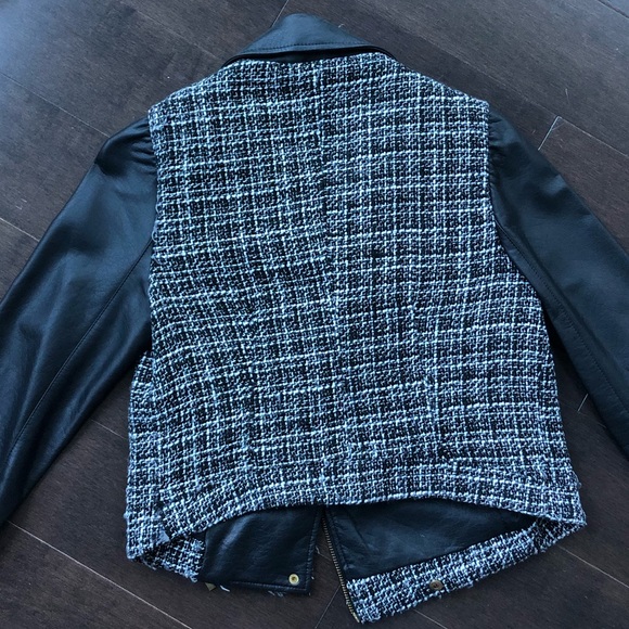Woven tweed style moto biker jacket - Picture 5 of 6
